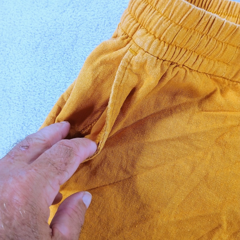 Old Navy Womens Linen Blend Shorts Mustard Yellow Small Drawstring Pocket - Picture 4 of 13
